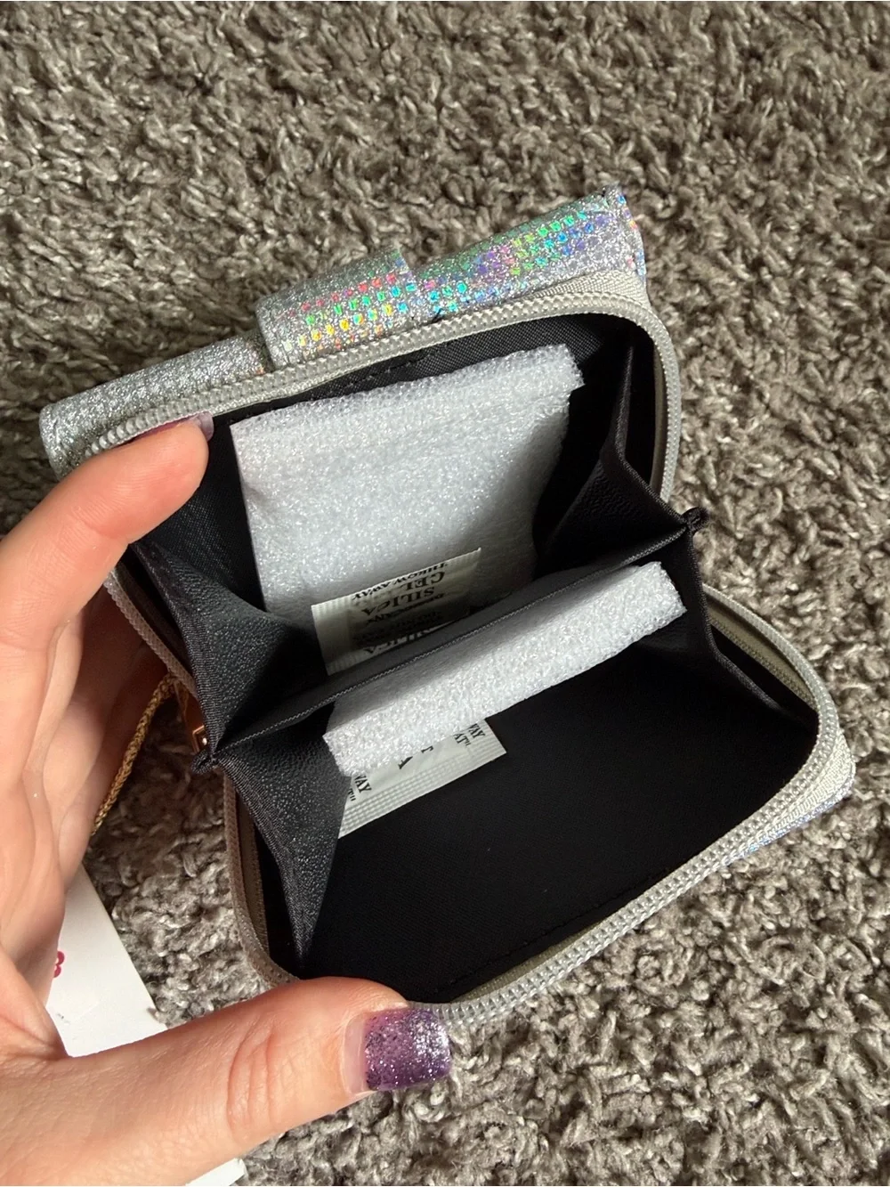 Holographic Silver Snap Trifold Wallet